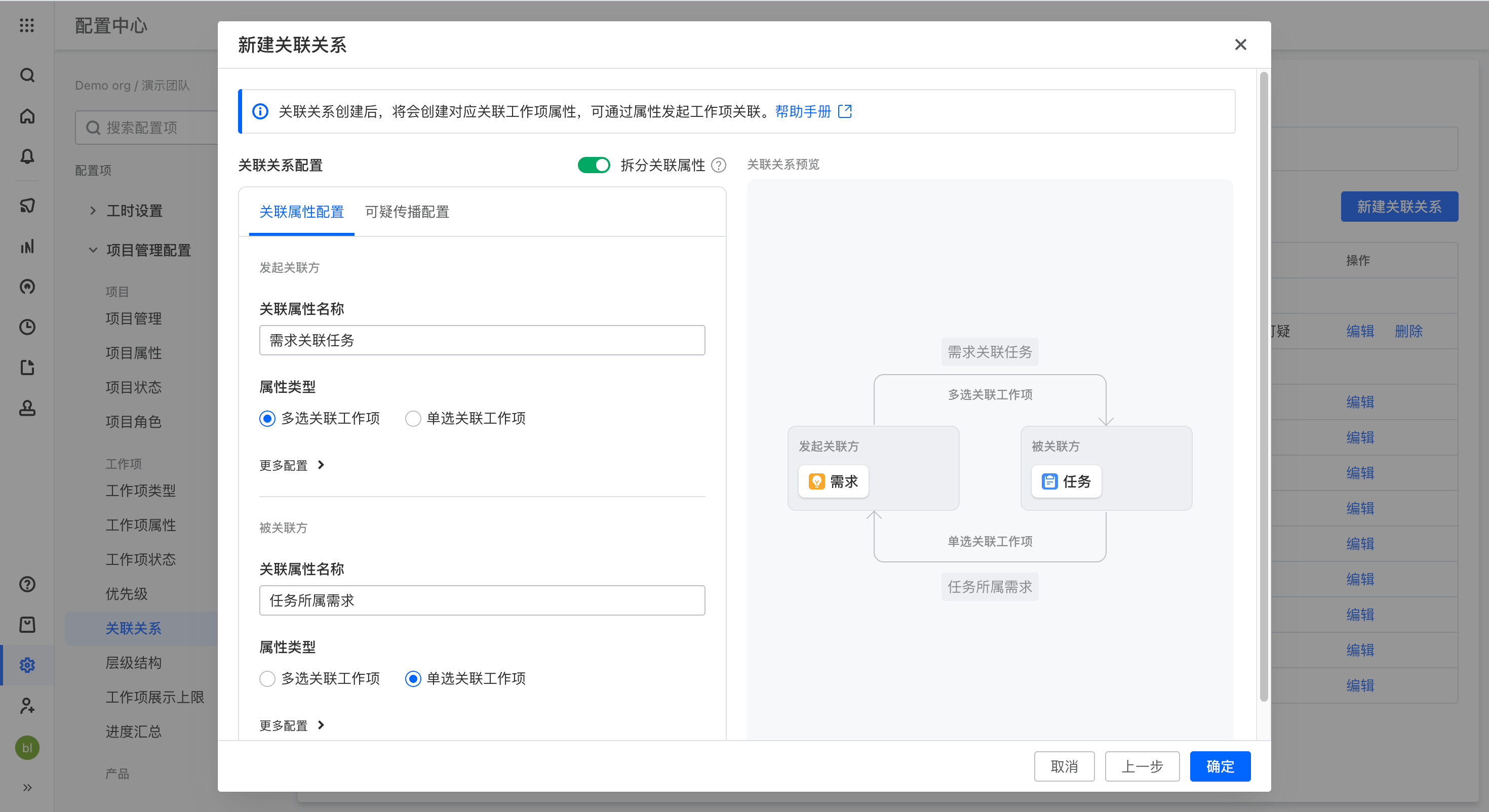 工作项关联关系